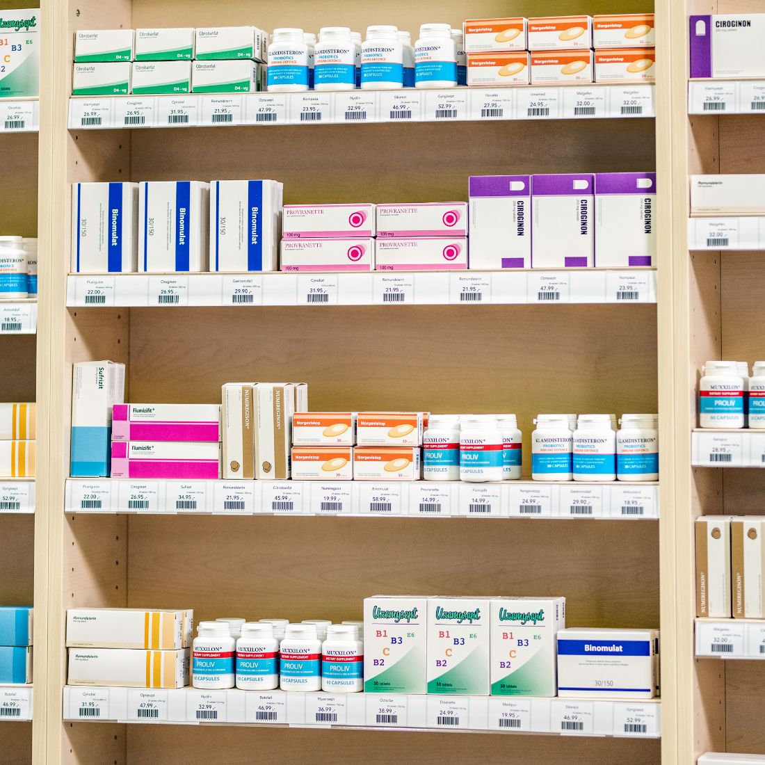 Shelf in a pharmacy
